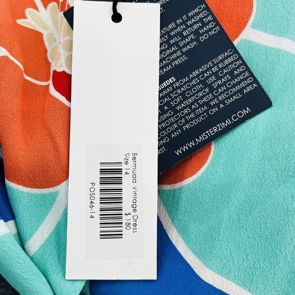 Mister Zimi Womens Bermuda Vintage Midi Dress Green Floral Size 14 - Picture 7 of 8